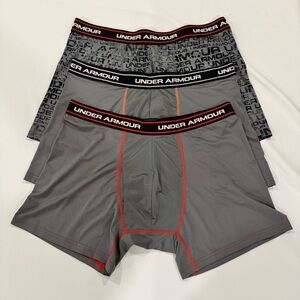NEW - Under Armour Men's Gray & Black Boxer Briefs - 3 Pack Performance Stretch